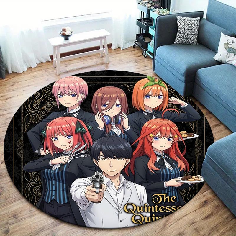 The Quintessential Quintuplets Round Area Rug Carpet Rug For Living Room Bedroom Sofa Playroom Decor Nonslip Floor Mat