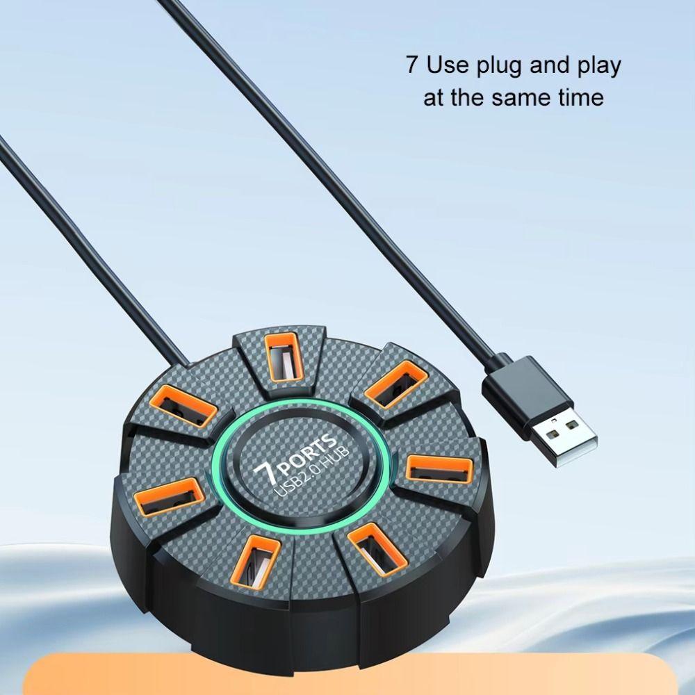 USB-разветвитель 7 портов Множественный расширитель RGB-подсветка Мульти-разветвитель Адаптер Адаптер зарядного устройства