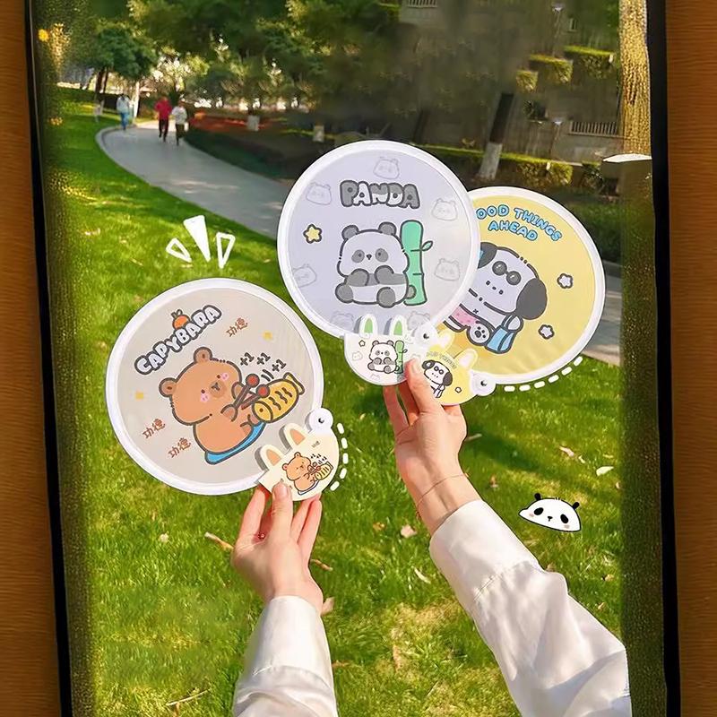 Портативный мультяшный складной веер Kawaii креативный складной веер прохладный летний ручной веер летающий диск карманный тканевый веер подарки для детей