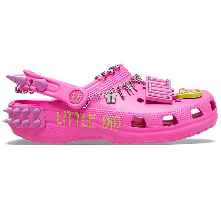 Crocs LittleBig X Классические клоги EVA Полые Модные Клоги на толстой подошве Унисекс клоги Розовый 207546-6QQ