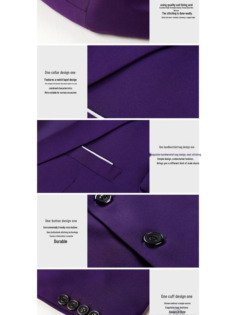 Men's Slim Fit Three-Piece Suit, Multi-Color British Wedding Tuxedo, Plus Size Groomsman Set