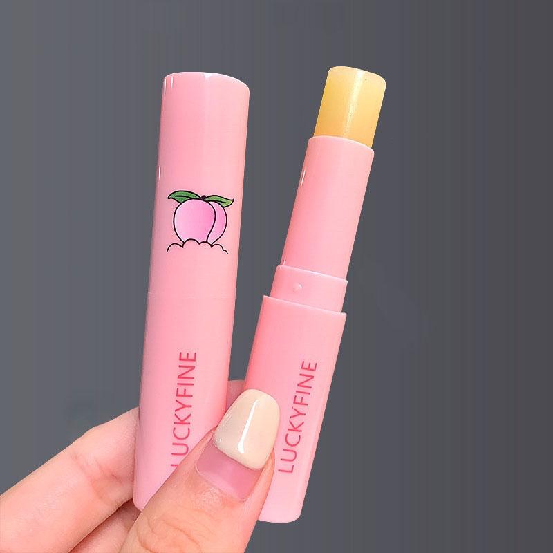 1PC Natural Peach Lip Balm Long-lasting Moisturizing Lipstick Temperature Change Color Lipstick Anti-drying Hydration Lip Care