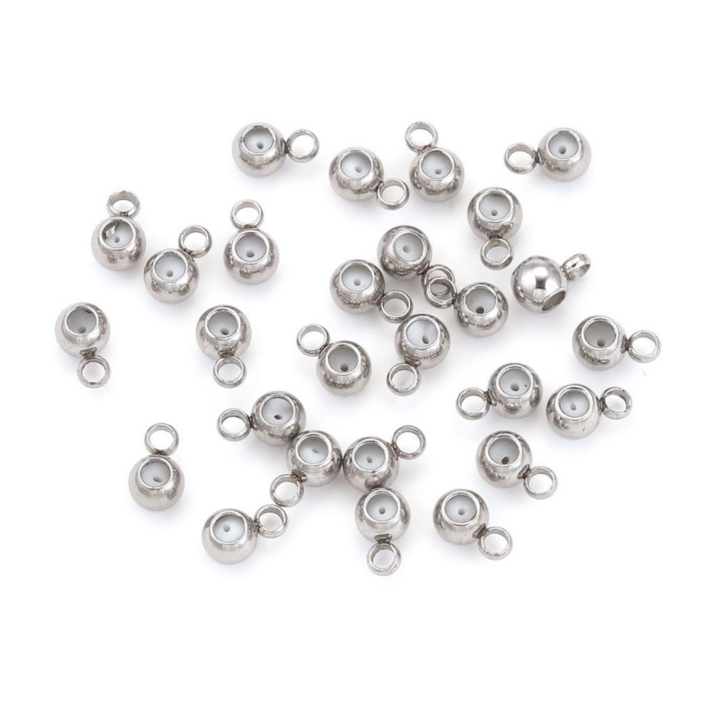 Set of 20 Silicone Plug Stopper Bead Spacer Beads for Necklaces and Bracelets Stainless Steel Jewelry Positioning Beads