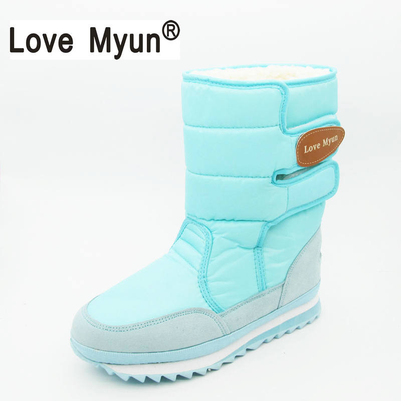 2019 NEW! Warm Solid Anti-Slip Snow Boots Women Waterproof Female Winter Boots Thermal Shoes Botas Mujer Plataforma Black&White