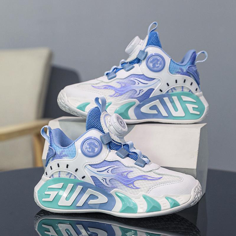 Детские баскетбольные кроссовки на кнопках, кроссовки с фрикционным звуком, весенне-осенние, с кожаным верхом, тренировочная обувь для мальчиков и девочек, новые кроссовки для бега