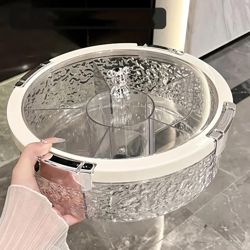 Разделенная тарелка для закусок с фруктами, сервировочный поднос, стойка с крышкой, отделение для хранения конфет, орехов, сухофруктов, пластиковая тарелка