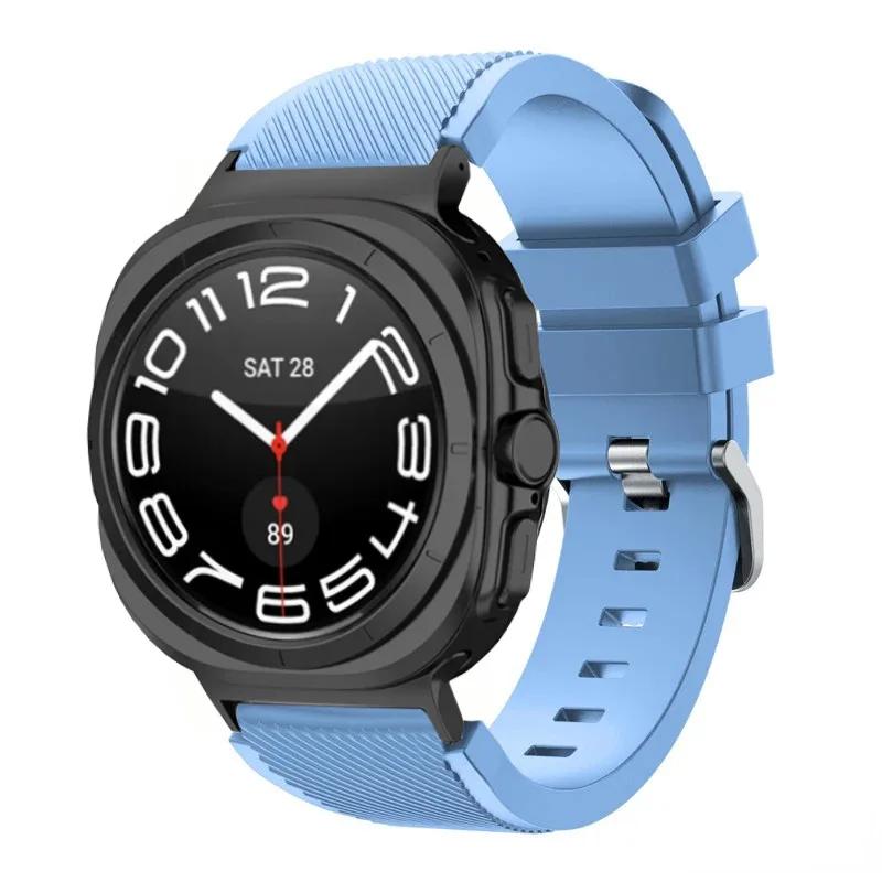 Силиконовый ремешок для Samsung Galaxy Watch Ultra 2026 47 мм, с текстурой в полоску, сменный ремешок для Samsung Watch 8/8 Classic, аксессуар