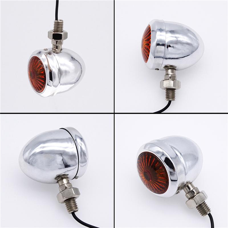 1 пара универсальных 12 В в ретро металлических хромированных указателей поворота для мотоцикла, индикатор галогенной лампы, винтажная янтарная лампа для Harley