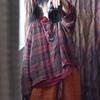 Women Vintage Plaid T-Shirts O-Neck Long Sleeve Loose Spring Tees Women Casual High Quality T-Shirts