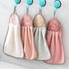 Coral Velvet Hand Towel Hanging Absorbent Towel Thickened Kitchen Hanging Towel Cleaning Rag Dish Cloths Household