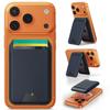 MagneticCard Holder Stand Leather Phone Back Wallet with Rotating Hinge Detachable Kickstand for iPhone Stick-on Desktop Stand for Credit Cards
