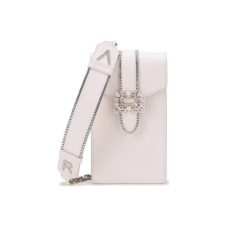 Roger Vivier Серия Broche Vivier Пряжка с бриллиантами Versailles Кожаная сумка через плечо для телефона Женская сумка через плечо Кремовая RAWAVFO0300MU5C019
