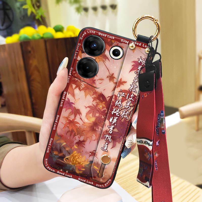 Для мамы чехол для телефона в китайском стиле для Tecno Camon20 Pro 5G/CK8n Модный ремешок на запястье Мягкий чехол Держатель для телефона Грязеотталкивающий