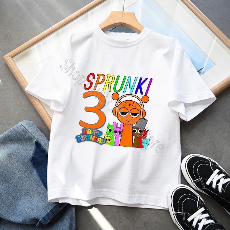 Cottom 100% Sprunki Incredibox Детская одежда для мальчиков и девочек Футболка для дня рождения с рисунком из мультфильмов и игр, с короткими рукавами, классные удобные топы