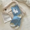 1/5pcs Women's Cartoon Animal Fur Socks Women Autumn and Winter Warm Thickened Pile Socks Color Matching Middle Tube Socks