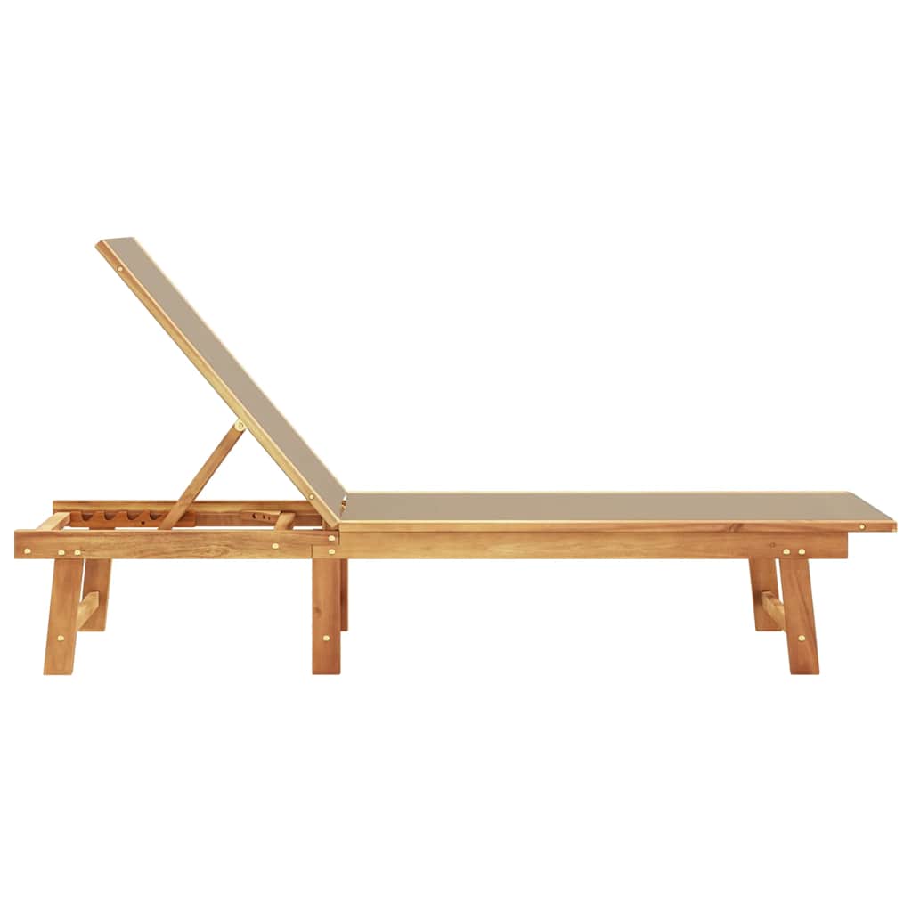 Sun Lounger Taupe Solid Acacia Wood and Textilene
