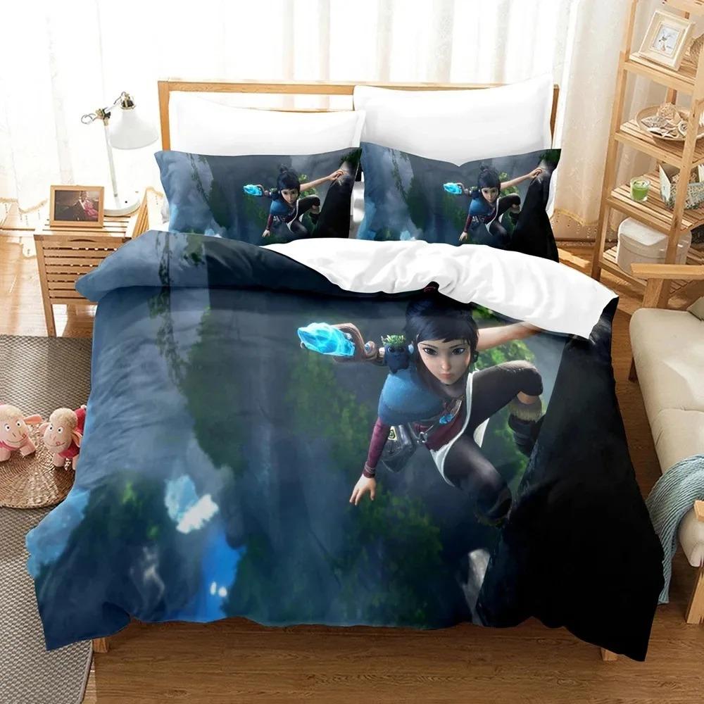Anime Game Bridge Spirits Kena Bedding Collection Duvet Cover Bed Collection Quilt Cover Pillowcase Comforter King Queen Size Boys Adult