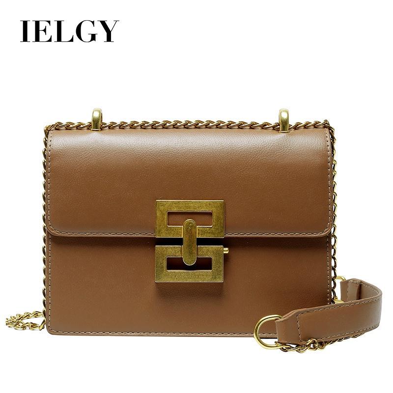 IELGY Women's Retro Fashion Chain Small Square Bag, Creative Lock Messenger Bag