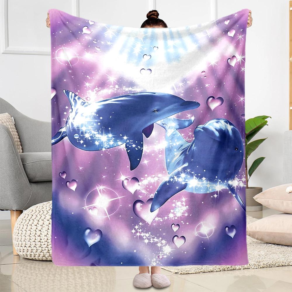 1pc Cute Elephant on Moon Blanket Soft Comfortable Lightweight Perfect for Travel Camping Picnics Sofa Office Bed Living Room Ideal Gift for Friends