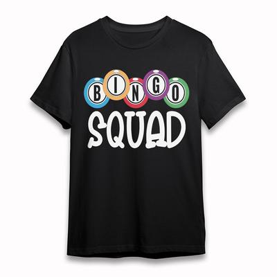 Мужская трендовая классическая футболка с графическим принтом Bingo Squad, черная, хлопок, с коротким рукавом, оверсайз