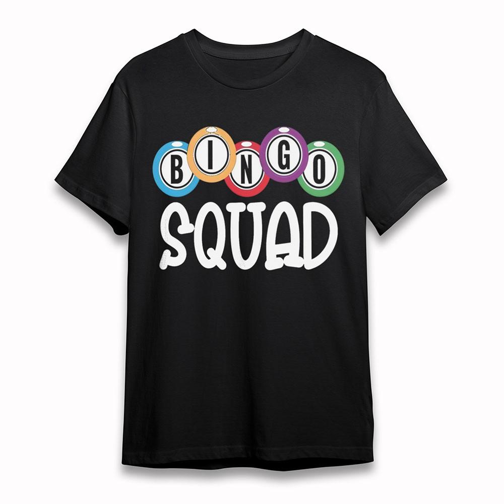 Women's Fashion T-Shirt Bingo Squad Graphic Tee Short Oversize Black Soft Cotton