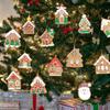 8/16Pcs Mixed Pattern Christmas Gingerbread House Pendant Candy Color PVC Cottage Hanging Ornaments with Hanging Chain DIY