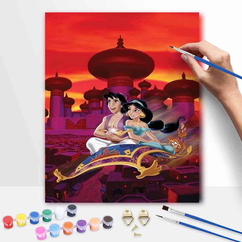 Disney Aladdin Jasmine DIY Oil Painting Art Painting Kit Home Wall Decor Handmade Gift Painting For Living Room Bedroom Relaxing Artsy