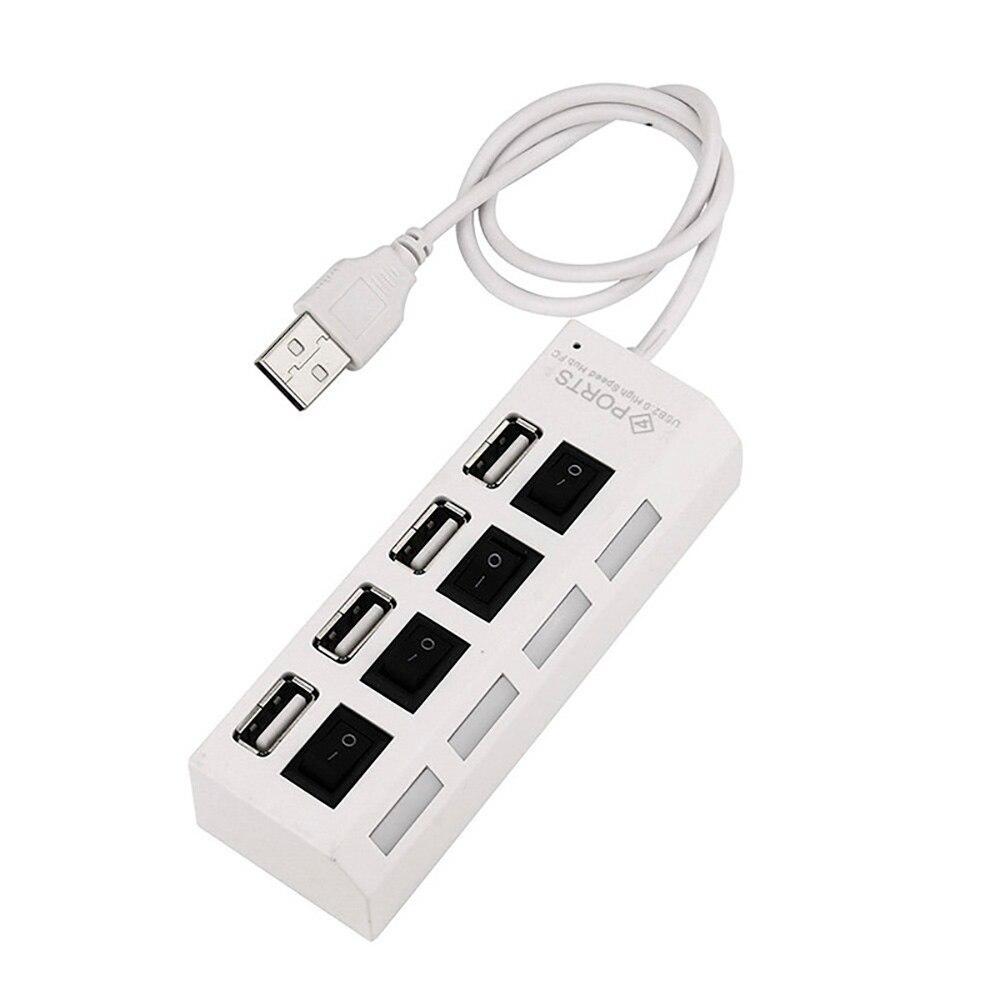 USB Hubs 4 Port USB Hub On Off Switches with DC Power Adapter Connector Cable for PC Laptop Computer Notebook