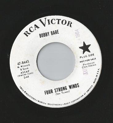 7-дюймовая пластинка BOBBY BARE - Four Strong Winds 478443 RCA Victor 1964 США Фолк Б/У