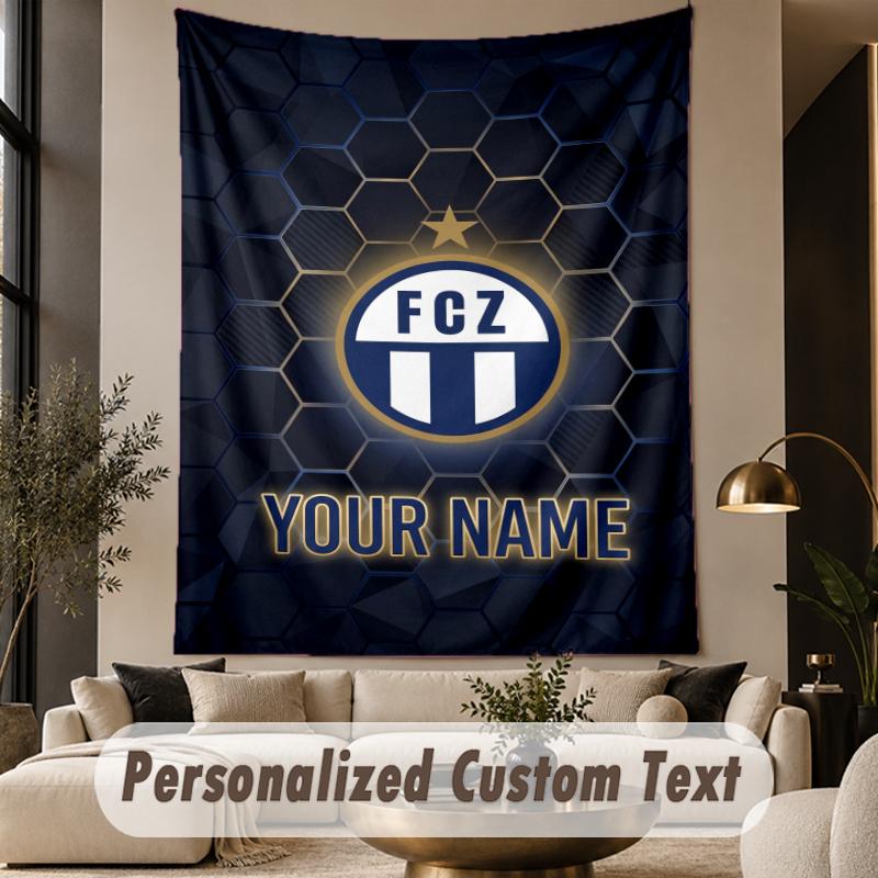 Custom Text Tapestry FC Zürich Print Wall Tapestry Indoor Living Room Wall Decor