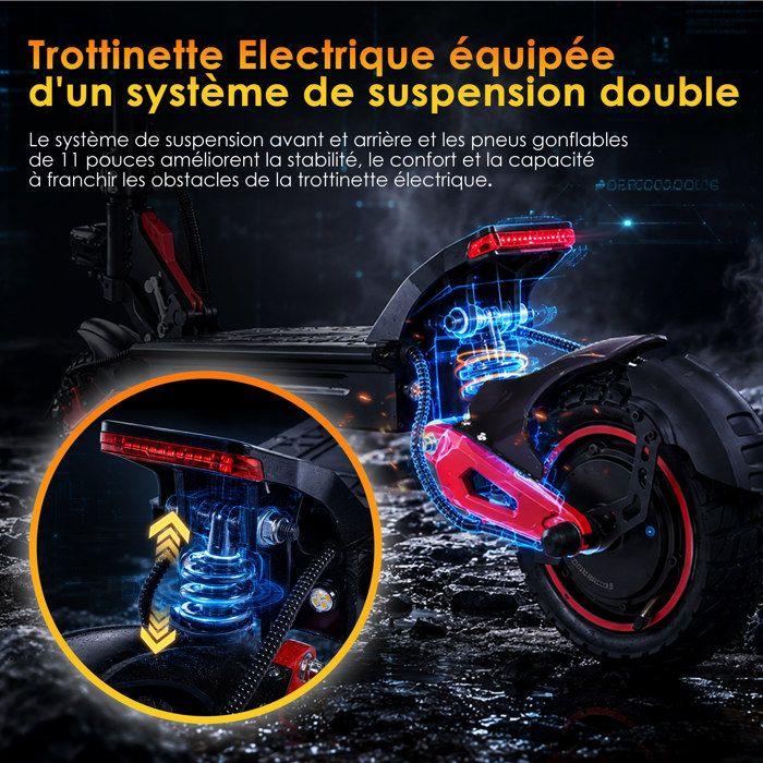 FREEBOY J15MAX Trottinette Électrique 1600W 11"Pneus Tout‑Terrain Speed 50 km/h Autonomie 45‑50 km Freins à Disque Suspension Double
