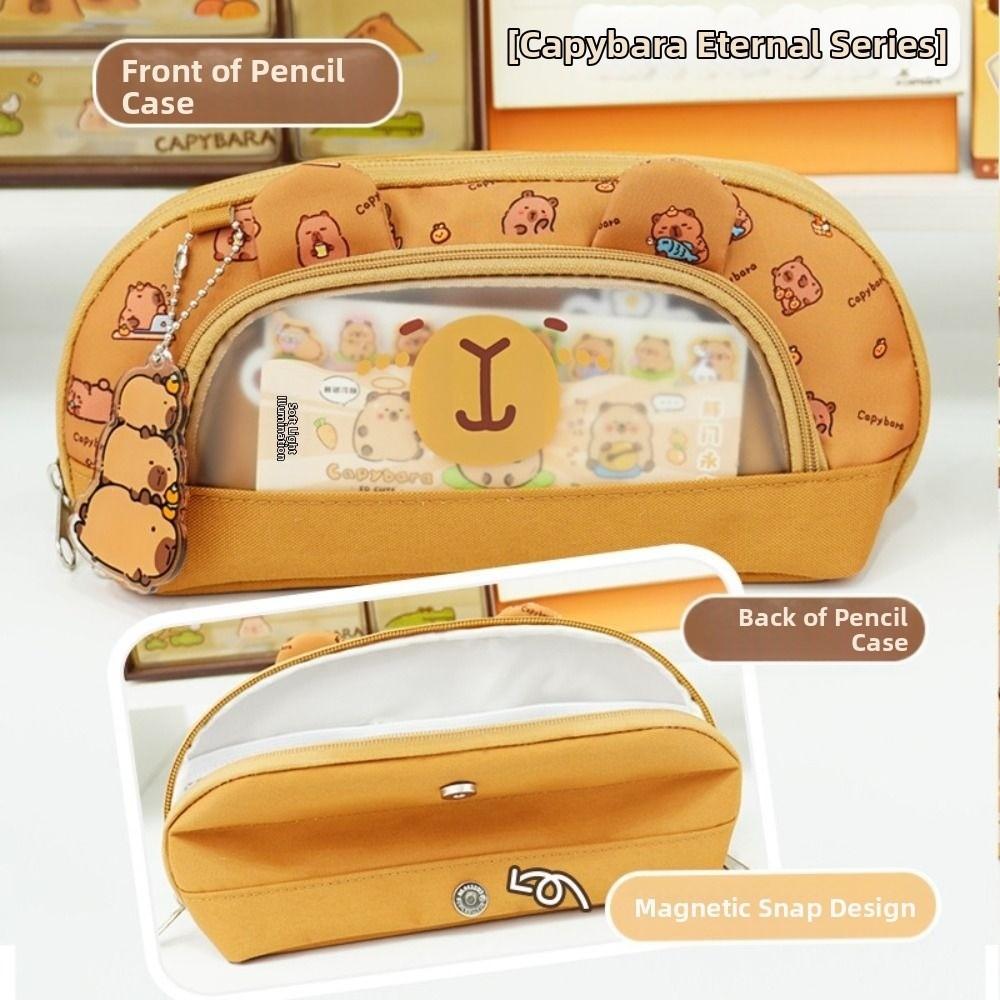 Cartoon Capibara Pencil Case Multi-layer Stationery Bag Kawaii Pencil Pouch  School Supplies