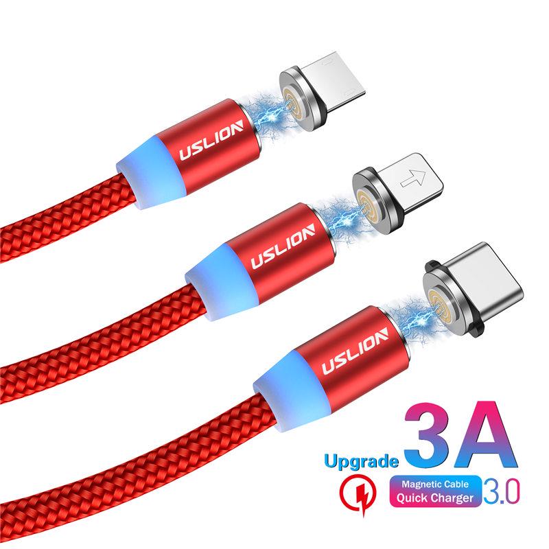 Magnetic Cable Quick Charge 3A USB Type C Cables 1m Wire Mobile Phone Fast Charging Data Cord