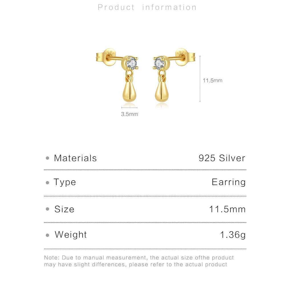 ANDYWEN Стерлингового Серебра 925 пробы, 1 пара легких, роскошных модных серег-гвоздиков с подвеской в виде капли воды, женские 2023, Высокое ювелирное искусство