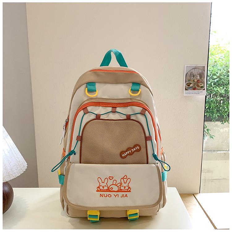 Schoolbag college style cute small fresh contrasting color schoolbag female junior high school girl high school student backpack travel lightweight