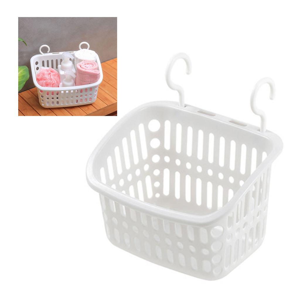 Hanging Shower Caddy Sturdy Plastic Draining Holes Space Saving Simple Hanging Laundry Basket for