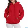 Womens Solid Color Hooded Sweatshirt Casual Loose Fit Long Sleeve Top