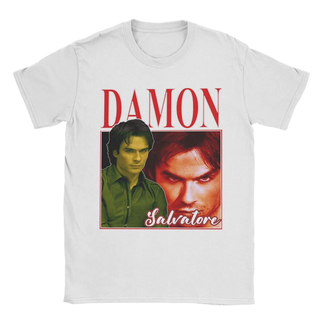 Унисекс с Damon Salvatore Футболки Дневники Вампира Ian Somerhalder 100% Хлопок Одежда С Коротким Рукавом Круглый Вырез Футболки TShirts