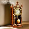 Vintage Clock Building Block Model Kit, 751pcs, Light Brown, with Working Clock Function and Swinging Pendulum, Educational Toy for Kids 6+