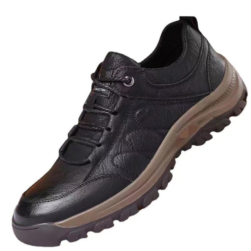 Large Size Men's Shoes Spring Casual Leather Shoes Soft Surface Daily Sports Platform Mountaineering Tooling Shoes