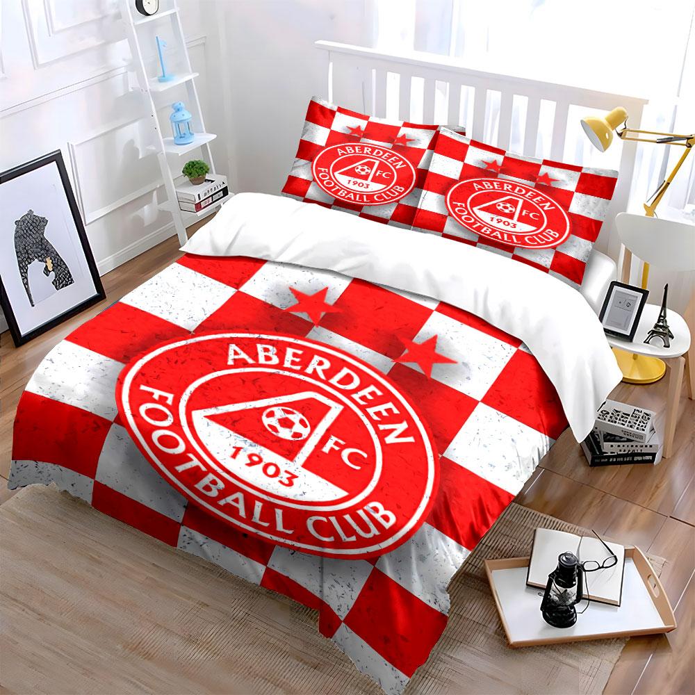 Aberdeen FC Patterned Bedding Set Bedding Duvet Cover Set Duvet Cover Pillowcases (1 * Duvet Cover 2 * Pillowcases, without duvet insert)