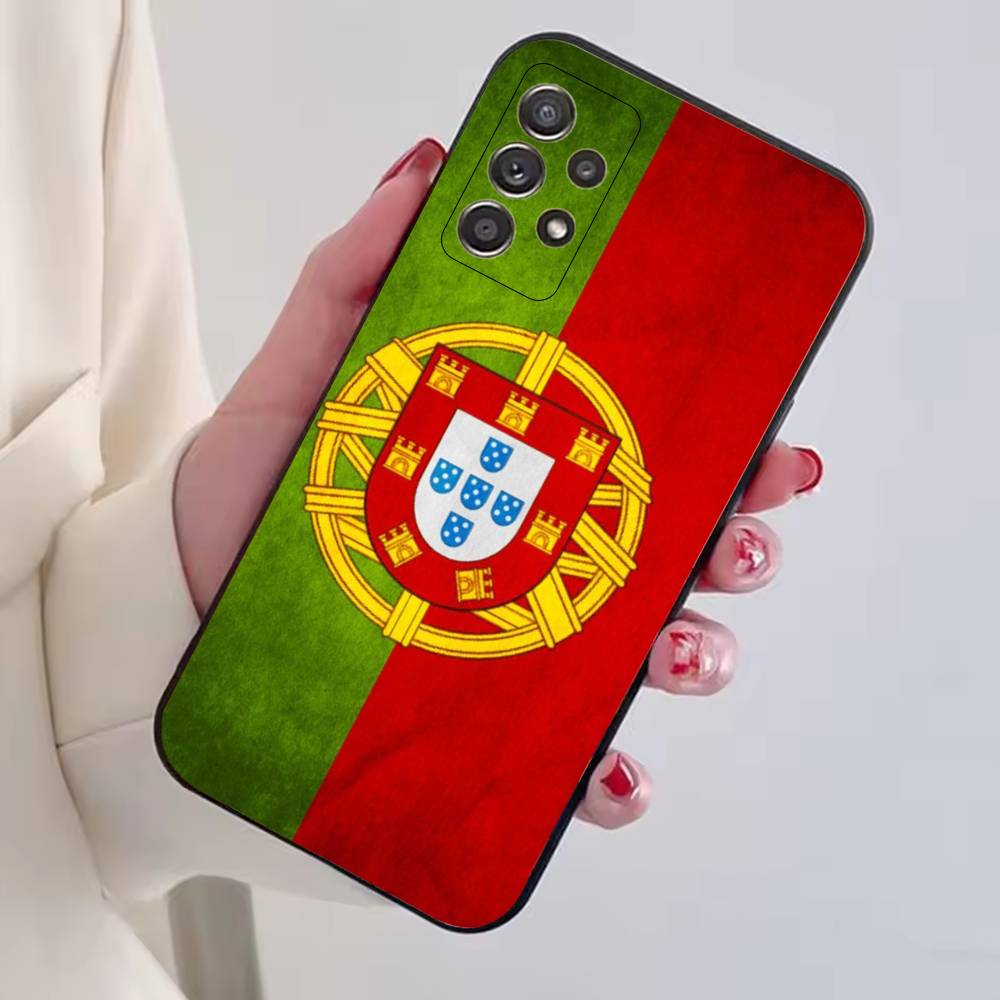 Чехол для телефона с флагом Португалии для фанатов футбола, для Samsung S25, S24, S21, S22, S23, S30, Ultra, S20, Plus, Fe, Мягкий силиконовый черный чехол