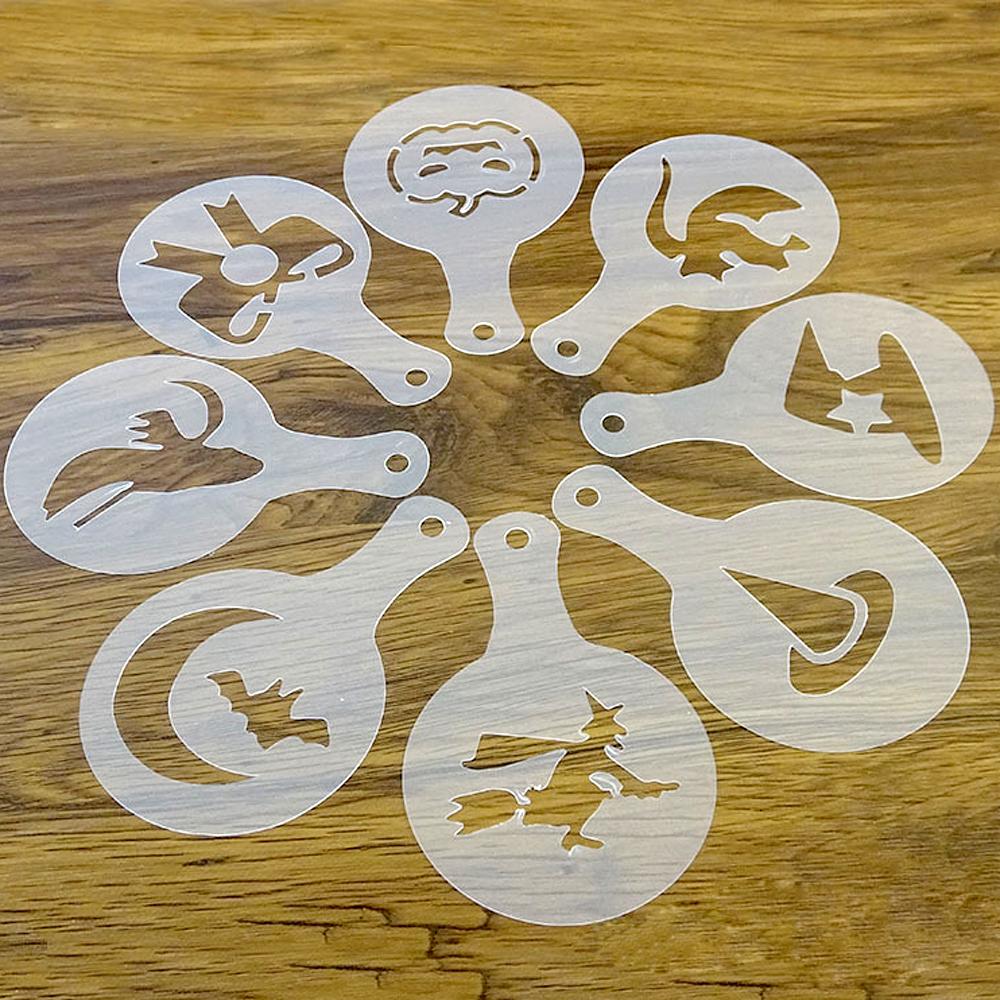 Reusable Mold Coffee Milk Cake  Cupcake Stencil Template Coffee Barista Cappuccino Template Strew Pad Duster Spray Tools 13 Type