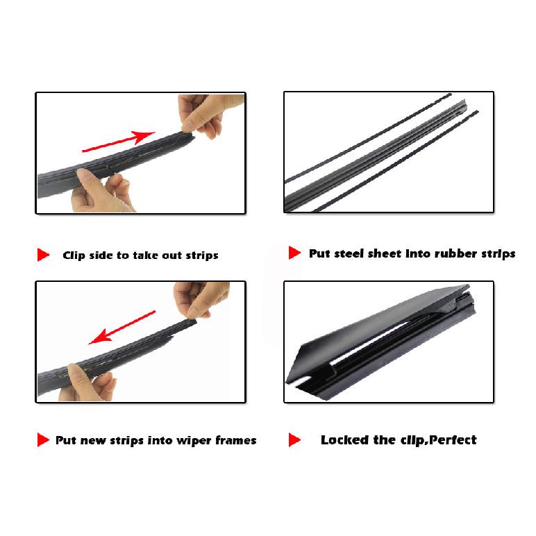 Car Wiper Blade Elastic band Windscreen Vehicle Insert Rubber Strip Refill 8mm 14"16"17"18"19"20"21"22"24"26"28" Accessorie 1pcs Wipers Blades 3