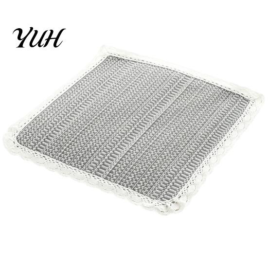 Thin Seat Pad for Home Cotton Linen Chair Pad, Striped Plaid Dining Mat with Lace Trim, Rustic Style Breathable Ties Office Barstool Non Slip Kitchen