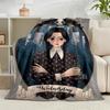 1PC Wednes-day Gothic  Flannel Blanket Gift, Suitable for Both Men And Women, Soft Ideal for Beds And Sofa, Birthday Or Christmas Gift