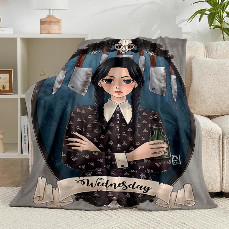 1PC Wednes-day Gothic Flannel Blanket Gift, Suitable for Both Men And Women, Soft Ideal for Beds And Sofa, Birthday Or Christmas Gift