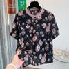 2025 Лето Новая Ретро Цветочная Футболка с Коротким Рукавом Свободная Рубашка Топ для Женщин
