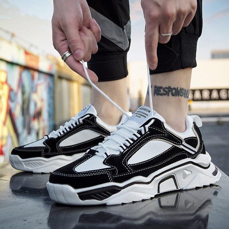 Men's Casual Shoes Running Shoes Shock-resistant Tennis Shoes Waterproof Platform Design Artificial Leather Men Sneakers