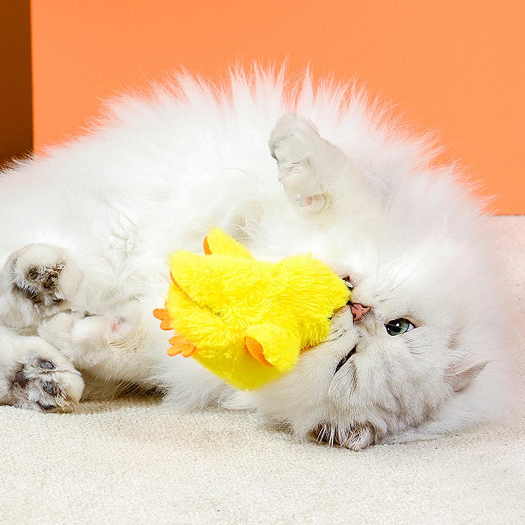 Electric Little Yellow Duck Toys Smart Automatic Plush Vibrating Sound Electric Cat Toy for Cats Kittens